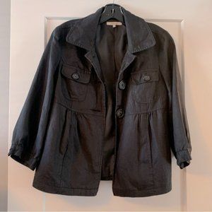 Rw&co black linen blazer with 3/4 length sleeves